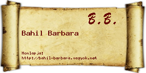 Bahil Barbara névjegykártya